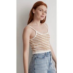 Madewell Striped Open Stitch Sweater Tank Small Earthen Sand Excellent